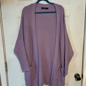 Lilac Open-Front Cardigan Sweater